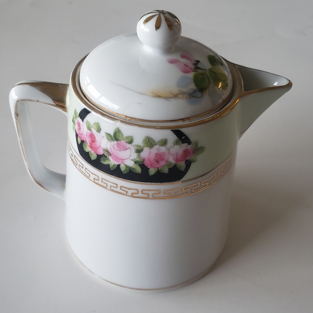 Antique Nippon Syrup Jug Hand Painted Pitcher Creamer Noritake Japan Mini 4"